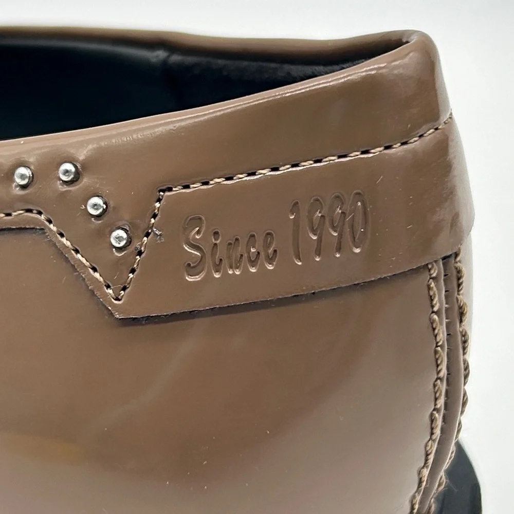 Sarto by Franco Sarto A-Eden Studs Loafers Brown Patent Size 8.5M New With Box - Picture 10 of 11